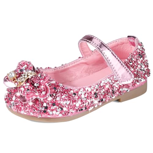 Cheerful Mario 1-7 Jahre Ballerina Schuhe Mädchen Prinzessin Mary Jane Halbschuhe Glitzerschuhe für Mädchen Party Kleid Schuhe Rosa 30 EU