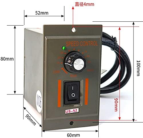 1PC US-52 220V 50HZ AC Motor Speed Control Switch Forword Backword 6W-250W With Filter Capacitor 6 Pins Connector CCW/CW - (Speed: 180W)