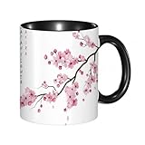 EKLMPS Tazas de Café,Taza de Cerámica para Té y Café,330ml/11oz,Regalos original,Aniversarios,nupical,desayuno,Románticos,Flor de cerezo de color pastel... Rama de sakura japonesa con flores florecien