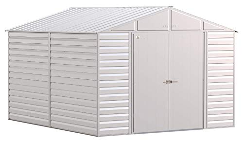 Arrow Shed Select 10' x 12' Outdoor Lockable Steel Storage Shed Building, Flute Grey