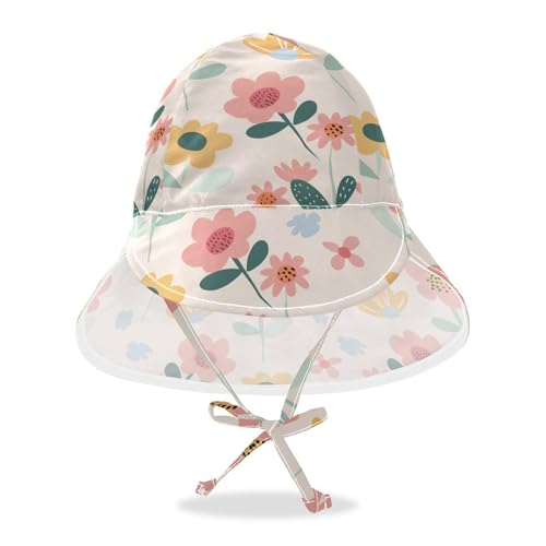 Flowers Cream Color Cartoon Kid Sunhat Boys Beach Toddler Girl UV Protection Wide Brim Travel Essentials