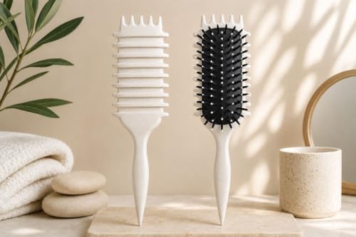 Image of Premium 3D Detangling Hair Brush for Women & Men- Anti Hair Fall Comb for Curly, Wavy & Straight Hair | Hair Straightening Brush, Wet & Dry Styling Brush | Scalp Massager, Frizz Control & Tangle Free Grooming Brush (PADDLE CREAM)