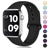 DaQin Bands Compatible with Apple Watch Band 38mm 40mm, Soft Silicone Sport Replacement Wristbands Strap for Apple iWatch Series 4, Series 3/2/1, Black, S/M