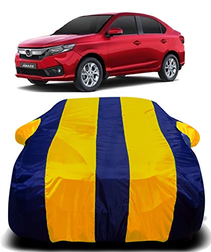 Image of Waterproof Car Cover Compatible for Honda Amaze New 2019 with Ultra Surface Body Protection (Yellow Stripes)