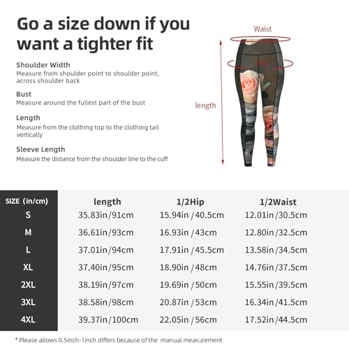 Leggings con estampado de rosas pantalones elásticos de entrenamiento mujer con bolsillos 5