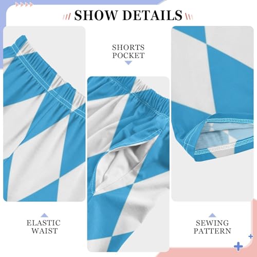 Boys' Pants Blue White Checkerboard Square Long Bottoms Jogger Pants Elastic Waist Trousers with Pockets S-XL4