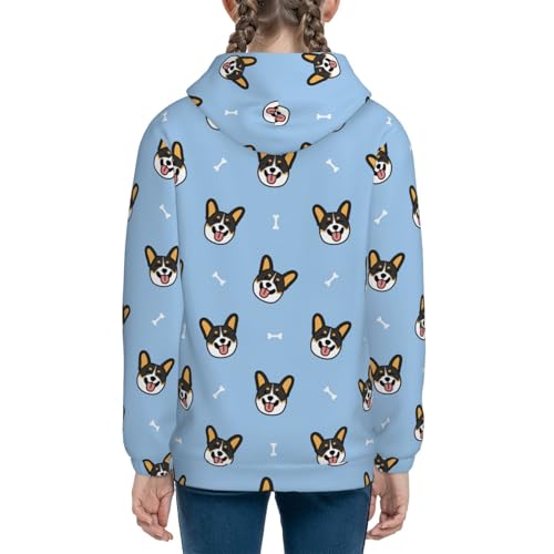 Corgi Dog Kids Pullover Hoodies Boys Sweatshirts Girls Athletic Clothes with Pocket4