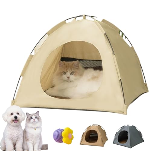 Pop-Up Pet Tent, Waterproof & Portable Dog Playpen with Cool Mesh, Foldable Automatic Dog Camping Tent with Removable Zipper Top for Cats & Small Dogs (1PC-A,Small)