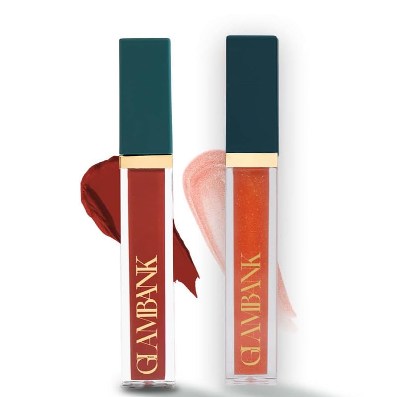 Glambank Lipstick & Lip Oil Combo – Airvelour Crème Matte Lipcolor ‘Tuesday’ (Brick Nude) + Hydragloss Lip Treatment Oil ‘Sunshine’ (Coral Tint) | Long-Lasting, Hydrating, Vegan, Smudge-Proof Duo