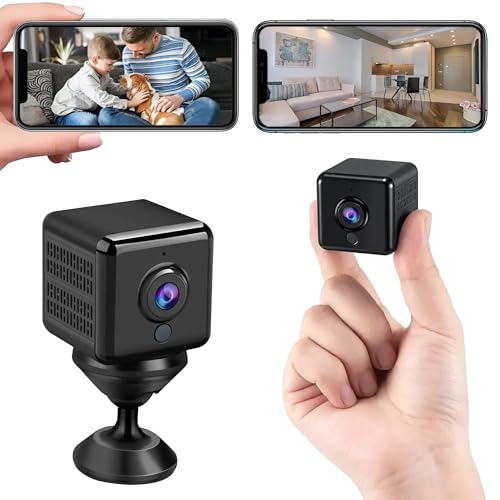 Mini Camara Espia Wifi Oculta con Full HD, Cámara Vigilancia Inalámbrica para Seguridad del Hogar, Visión Nocturna con Detección de Movimiento, Mini Cámara Espía de Videovigilancia 2 Horas Batería