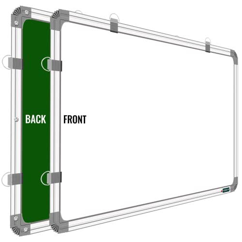 Image of Non-Magnetic 3x4 Feet (35x48 Inch) Double Sided Whiteboard & Chalkboard Both Side Writing Boards, One Side Whiteboard Marker & Back Side Chalkboard Surface - Set of 1 Piece
