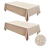Fitable Faux Linen Tablecloths for Rectangle Tables: Water & Stain Resistant Farmhouse Table Cloth, Washable Burlap Textured Table Covers for Kitchen Dining Party(2 Pack, 52x70 Inch, Beige)