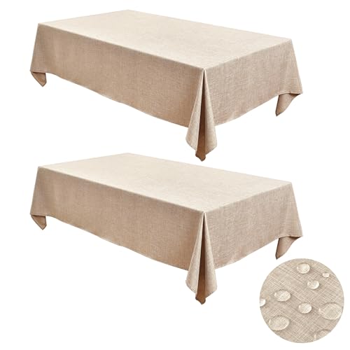 Fitable Square Table Cloth Linen Textured: Water & Stain Resistant Farmhouse Tablecloth, Washable Burlap Table Covers for Kitchen Dining Party(2 Pack, 54x54 Inch, Beige) by Fitable - Used condition - US$19.69