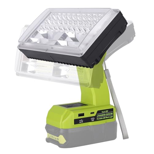 Image of 40W Light for Ryobi 18V Li-ion Battery,4200LM Flashlight with USB A /C Port,110 Degree Pivoting Head,Led Work Light Floodlight Spotlight for One+18V Max Lithium-ion Battery