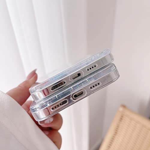 Clear Transparent Glitter Liquid Flowing Case For Apple Cinderella Princess Water Sparkling Glittery Disney Anime Cartoon Fairy Tales Lovely Cute Kids Girls Women (Blue For Iphone 13 Pro Max) #TOP6