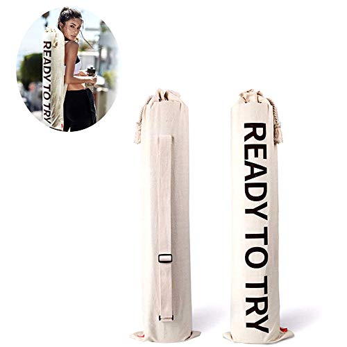 Yoga Mat Bag Canvas, Functional Storage Pockets, Breathable Cotton Material for Sport Fitness Essentials Compatible, with Women Teen Girl