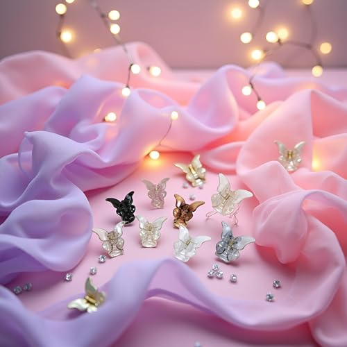 6 Piezas Mini Pinzas de Mariposa Transparentes para Cabello miniatura 4