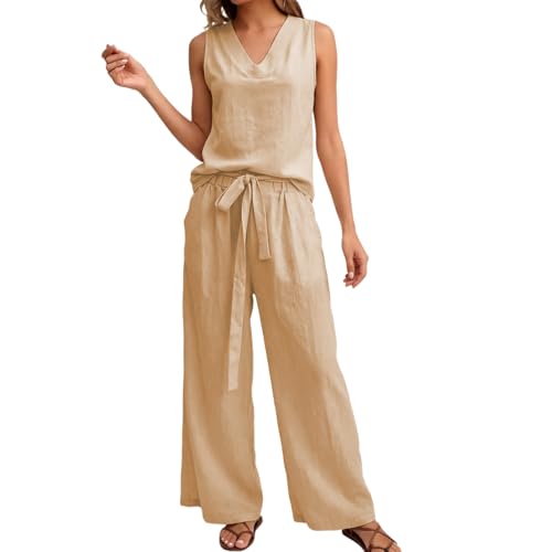 Traje de casa cómodo para mujer con tops ligeros y pantalones de verano