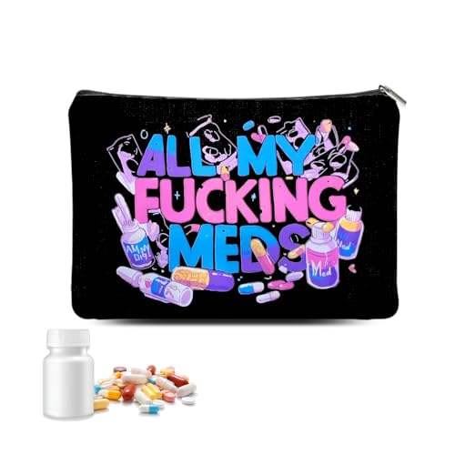 Medical Bag Organizer Pouches for Men Women Christmas Birthday Gifts for Girls Boys Travel Medicine Organiser Pouch Black Zipper Medicine Bag Portable First Aid Meds Organiser Bags