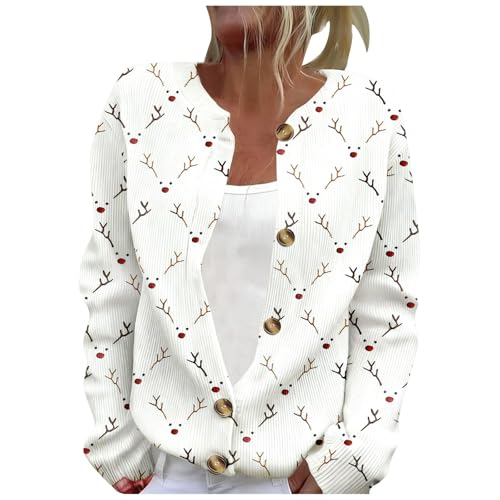 Cardigan con botones y estampado casual para las vacaciones de invierno