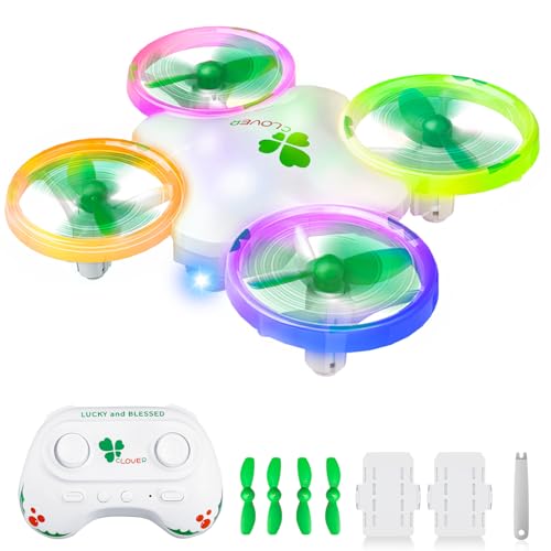 Clover Drone for Kids – Beginner-Friendly LED Quadcopter with Dual Modular Batteries, Easy to Fly, Altitude Hold, One-Key Takeoff, 360 Flips – Gift for Boys & Girls Age 6+