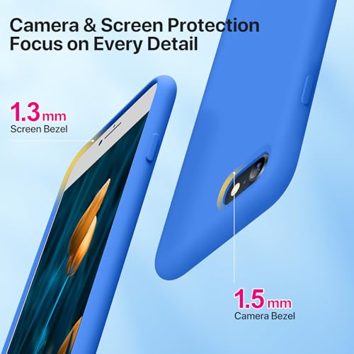 Image of Miracase Ultra Slim Designed for iPhone SE Case 2022(3rd Gen) /iPhone SE Case(2nd Gen) /iPhone 7 Case /iPhone 8 Case with Screen Protector, Multi-Color Silicone Shockproof Phone Case(Mediterranean Blue)