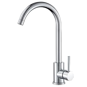 VALAZ Robinet Cuisine Evier | Robinet Mitigeur 360° Swivel, Haute Pression, Economie d'Eau | Installation Facile et Rapide | Laiton, Acier Inoxydable, Chromé, Série Misisipi