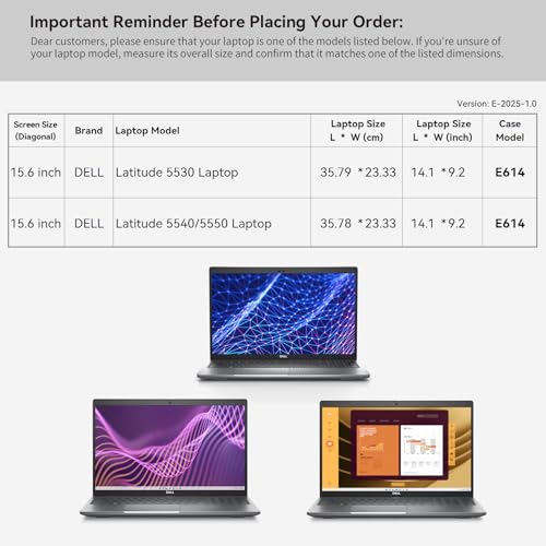 Image of Smatree 15.6 inch Laptop Sleeve for DELL Latitude 5530 /5540 /5531 Laptop | for 15 inch DELL Protective Case with Accessory Pocket,Patented Super Corner Design (E614)