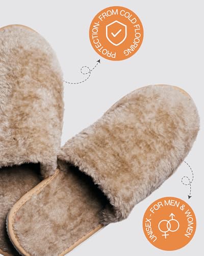 Image of Premium Fur Home Slippers For Women & Men For Winter Capet Slippers for Bedroom Indoor Carpet house slides