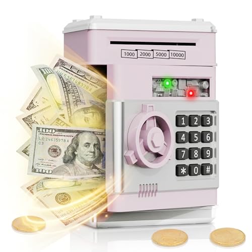 Image of Refasy Piggy Bank Cash Coin Can ATM Bank Electronic Coin Money Bank for Kids Age 3-12, Money Savings Box Mini ATM Coin Bank Toys Gifts for 3 4 5 6 7 8 9 10 11 12 Year Old Boys Girls