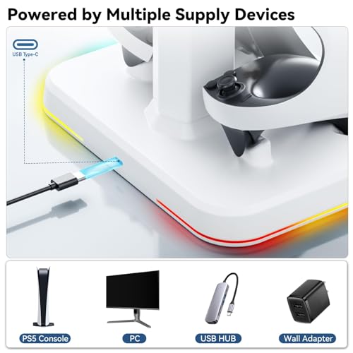 Image of Kosker PSVR2 Magnetic Charging Dock & Headset Stand, for Meta Quest 2 /3 /3S | Fast 2.5H Charging, 9 RGB Lighting Modes, Overcharge Protection, Storage Holder for VR2 Headset & Sense Controllers