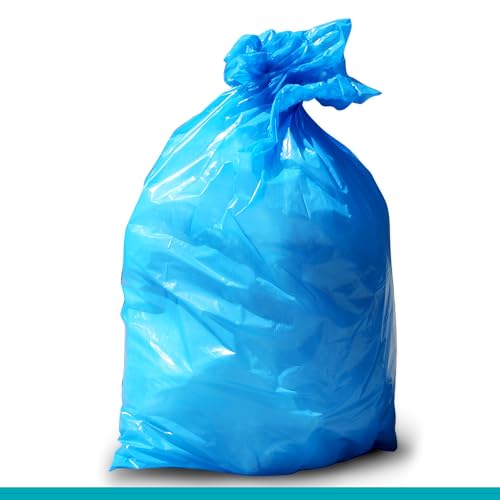 Inoverse 10 unidades (1 rollo) bolsas de basura de 150 litros, resistentes al desgarro, bolsas de basura, 80 x 120 cm, bolsas de basura azules, bolsas de basura de LDPE reciclado