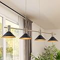 ZEVNI Pool Table Light, 4-Light LED Kitchen Island Lighting, 38.5" Black Gold Chandelier for Dining Room, 3045K Warm White, 1155LM, Large Chandelier for Dining Room