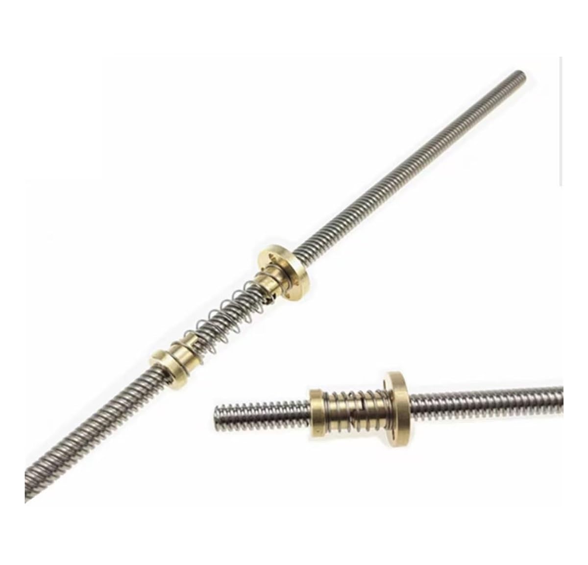 Śruba pociągowa z nakrętką miedzianą, Śruba pociągowa trapezowa T8 o średnicy 8 mm i skoku 2 mm, 100-650 mm do drukarki 3D, ze stali nierdzewnej(650mm)