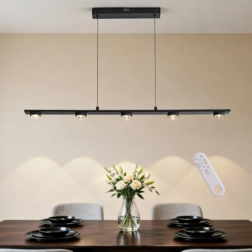 YLFXL Lampada a Sospensione, 90CM Illuminazione Focalizzata Lampadario Led Sospensione Dimmerabile 3000K-6000K, Metallica Lampadario con Telecomando per Isola Cucina e Tavolo Pranzo