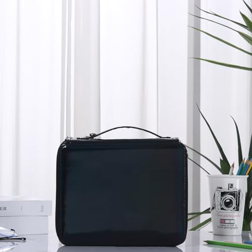 Image of 120 Slots Colored Pencil Case with Zipper Closure Pencils Bag Waterproof PU Leather Pen Organizer Storage Holder for Artist (Black)