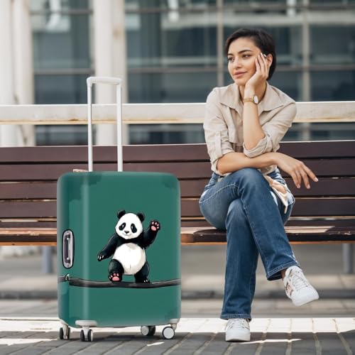Image of Asian Panda Luggage Cover - Cute Bear Print Suitcase Protector, Perfect Travel Gift for Panda Lovers Visiting China, Fits 24 inch-26 Suitcase,M,Panda