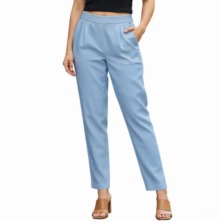 Image of DIGITAL SHOPEE Women Regular Fit Elastic Waist Full Length Cotton Formal Trouser for Casual Wear, Office Wear