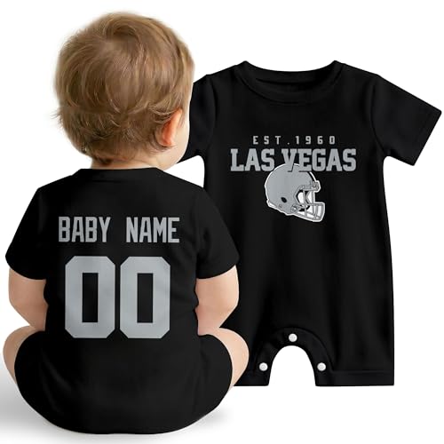 KREDE Las Vegas Baby Clothes Custom Baby Romper with Name Number Personalized Bodysuit for Baby Boys Gifts