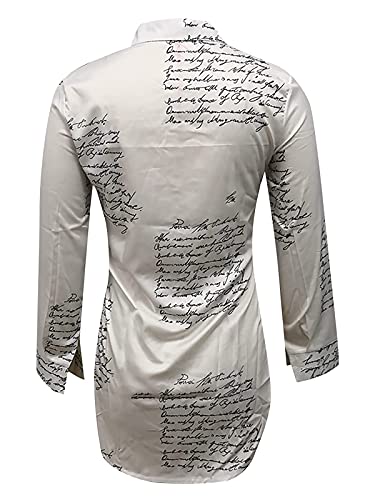 qfmqkpi Women Sexy V Neck Shirts Side Slit Print Long Sleeve Button Down Blouse Tops3