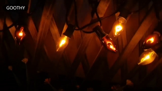 Image of 25Ft C7 Halloween Orange Purple String Lights Outdoor, Christmas Decorations Patio Light with 25 Orange /Purple Flickering Flame Lights Waterproof UL Listed for Outdoor Party Garden Bistro Roof Decor