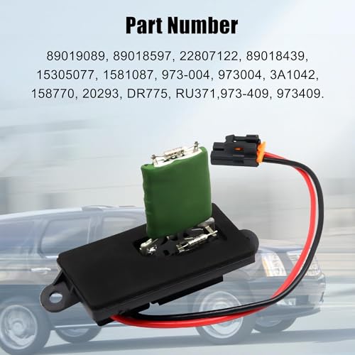 Image of 89019089 HVAC Blower Motor Fan Resistor Compatible with 1999-2006 Chevy Silverado GMC Sierra 1500 2500 3500, 2000-2002 GMC Yukon Replaces 973-004, 89018597, 22807122, RU371