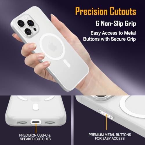 Image of ZAP CASE Paper Thin Case for iPhone 16 Pro Max | Ultra-Slim 0.5 mm Back Cover | Metal Buttons | Lightweight | Matte Finish | Anti-Fingerprint | Scratch Resistant | Camera Protection | Magsafe | White