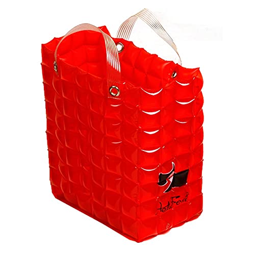Helio Ferretti - Bolso rojo hinchable con asas transparentes. Bolso para viajar, piscina y playa. Bolso cómodo y practico.