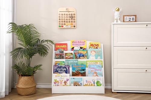 Image of TOETOL Kids Bookshelf Kids Bookcase for Rooms White Book Display Shelve Toddler Book Shelves for Classroom, Kids Bedroom, Nursery-5-Tier