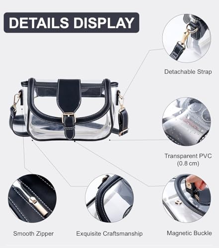 Image of Clear Bag for Stadium Events, Stadium Approved Clear Crossbody Bag for women,Waterproof Saddle bag for Concert