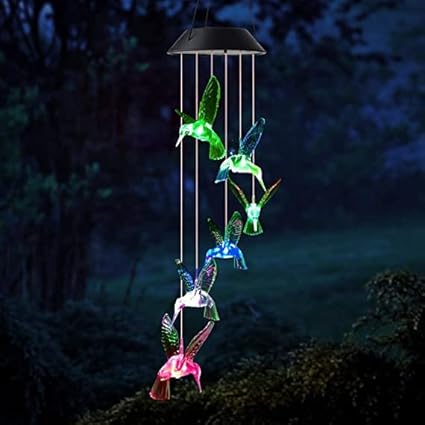 M T BROTHERS -Solar Wind Chime,Color Changing Wind Chimes,LED Decorative Mobile,Gifts for Mom,Waterproof Outdoor Decorative Lights for Garden, Patio, Party, Yard, Window (Bird Wind Chime)
