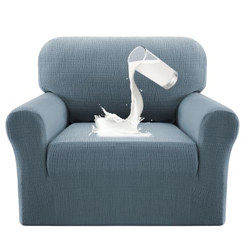 PrinceDeco Waterproof Couch Cover Stretch Chair Cover, 20"-24",Stone Blue