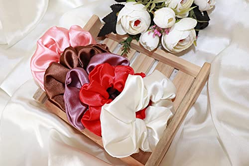 Image of Fashion & Beauty Land Premium Satin Silk Scrunchies pack of 5