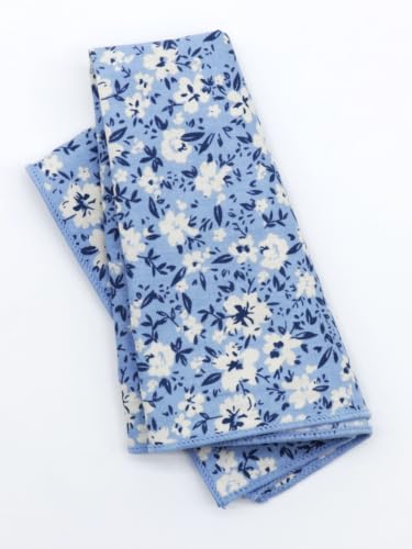 Image of Floral Pocket Squares for Men with Holder Printed Flower Mens Handkerchief Cotton Suit Pocket Hanky for Wedding